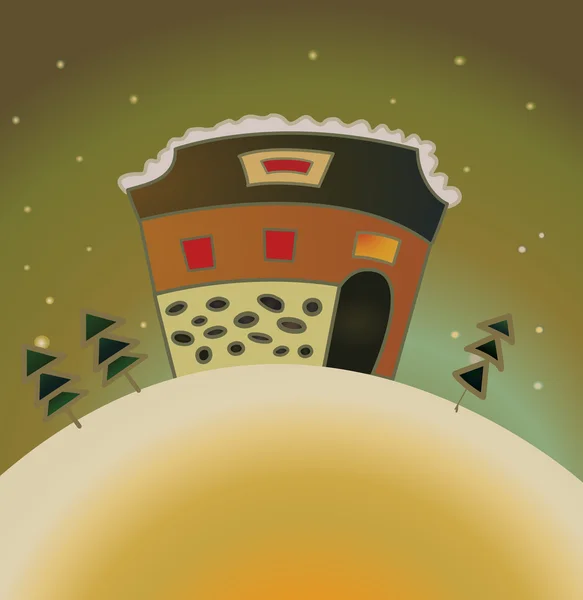 Neige maison de campagne carte de Noël — Image vectorielle