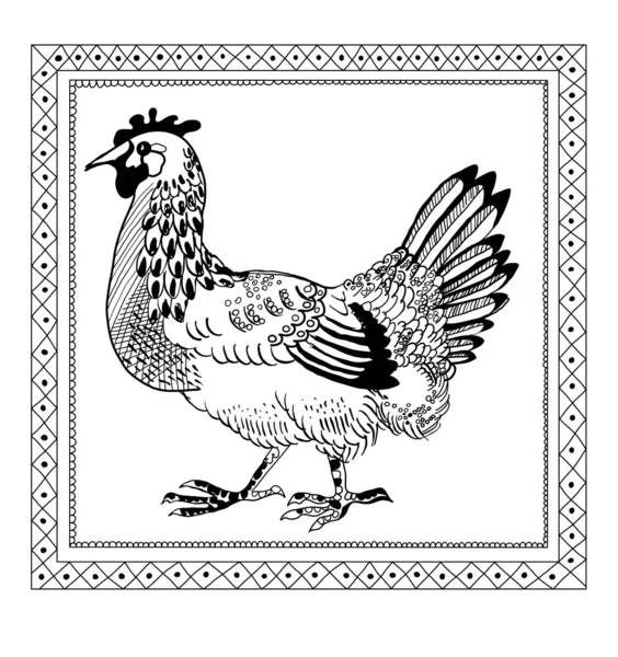 닭 그리기 scetch — 스톡 벡터