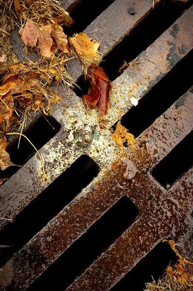 Abwasserkanal im Herbst — Stockfoto