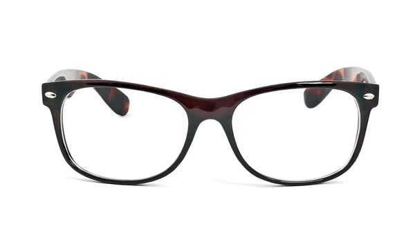 Gafas modernas con reflexión sobre fondo blanco Fotos De Stock