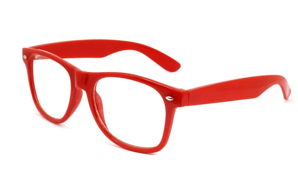 Óculos modernos com reflexão sobre fundo branco — Fotografia de Stock
