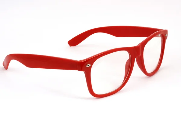 Modern glasses with reflection over white background — Stock Photo, Image