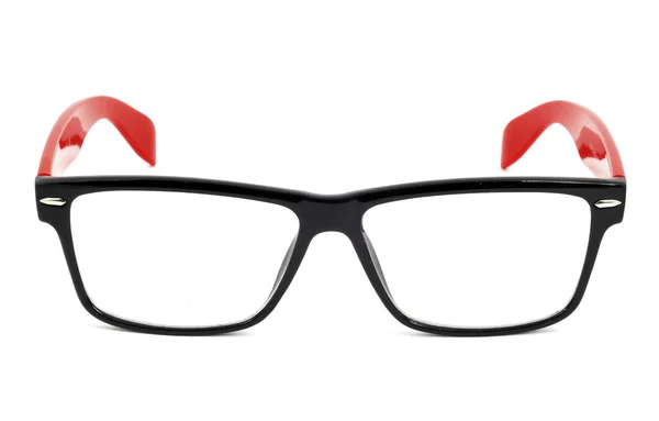 Modern glasses with reflection over white background — Stock Photo, Image