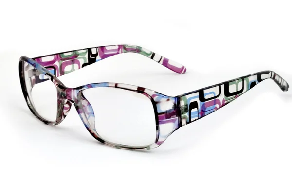 Μοντέρνα γυαλιά με προβληματισμό πάνω από το λευκό φόντο — Φωτογραφία Αρχείου