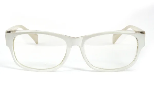 Moderne Brille mit Reflexion über weißem Hintergrund — Stockfoto
