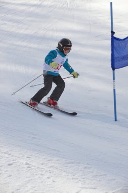 Childrens alpine skiing clipart