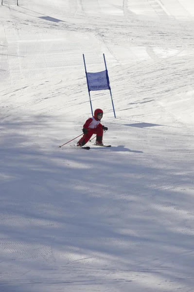 Dětské sjezdové lyžování — Stock fotografie