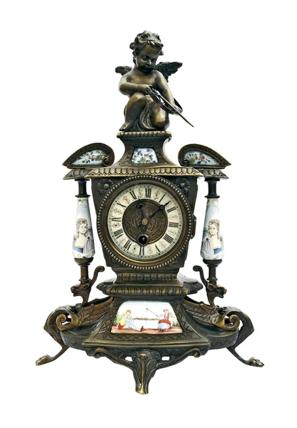 Reloj antiguo de moda aislado en blanco Imagen de archivo
