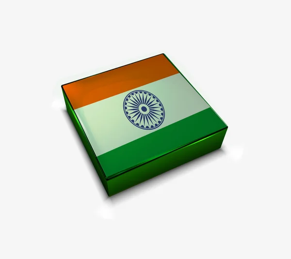 3D Indien flaggikonen — Stock vektor