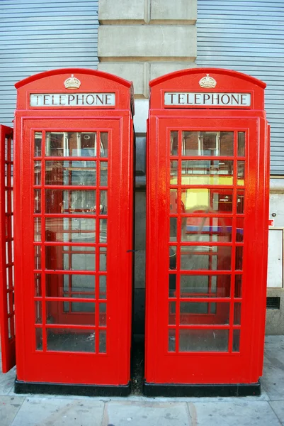 Two red public telephone boxes. — Stock Photo, Image