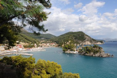 Aerial view of Parga, Greece clipart