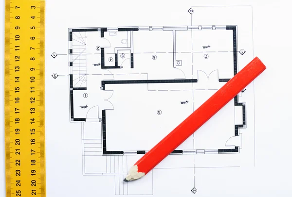 Closeup image of house construction plan — Stock Photo, Image