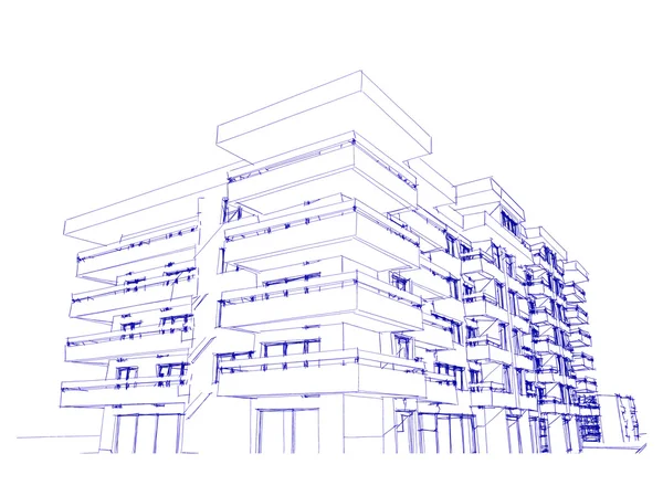 Sketch idea, drawing of building — Stock Photo, Image