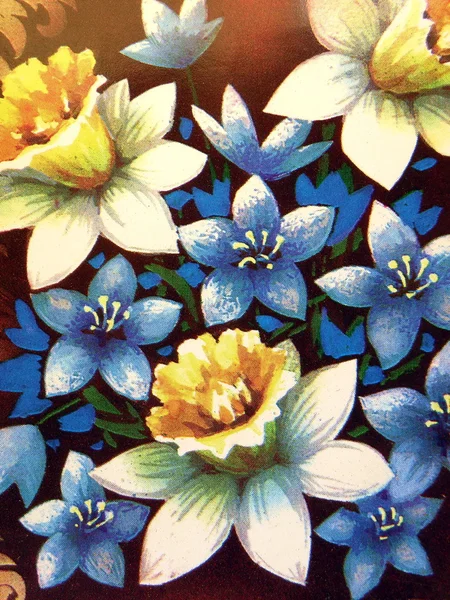 Stará karta s květinami — Stock fotografie