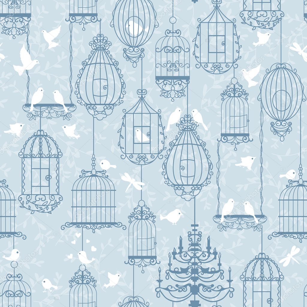 Birds and cages background