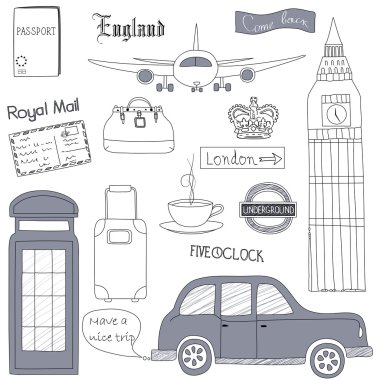 London travel set clipart