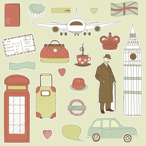Londýn cestovní ikonami — Stockový vektor