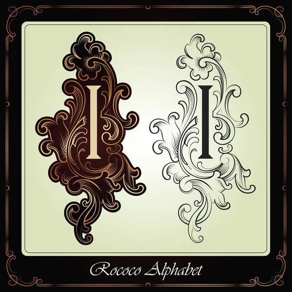 Capitals and initials in the rococo style — Stock Vector