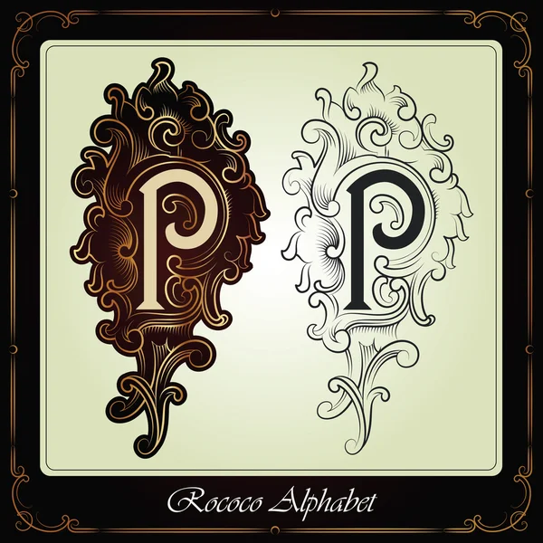 Capitals and initials in the rococo style — Stock Vector