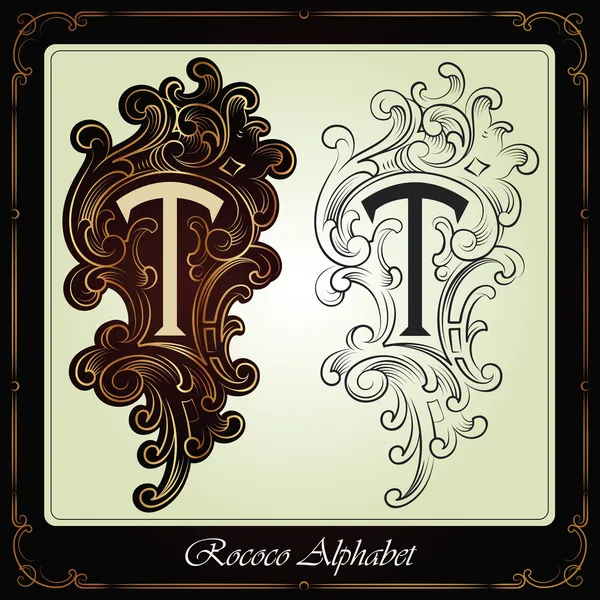 Capitales et initiales dans le style rococo — Image vectorielle