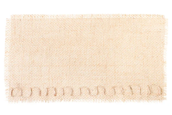 Etiqueta de pano de saco com decoração, textura de serapilheira — Fotografia de Stock