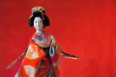 Kabuki theatre Japanese doll clipart