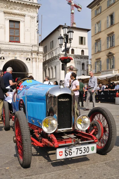 1927 built blue Amilcar CGSS at 1000 Miglia vintage car race in Brescia — Stock Photo, Image