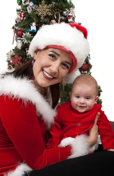 Mutter und Baby Weihnachtsmann — Stockfoto