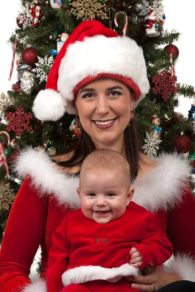 Anne ve bebek Noel Baba — Stok fotoğraf
