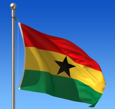 Flag of Ghana against blue sky. clipart