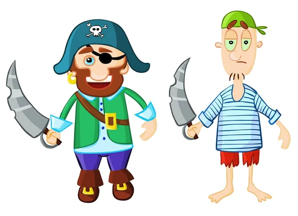 Piratas de dibujos animados divertidos — Vector de stock