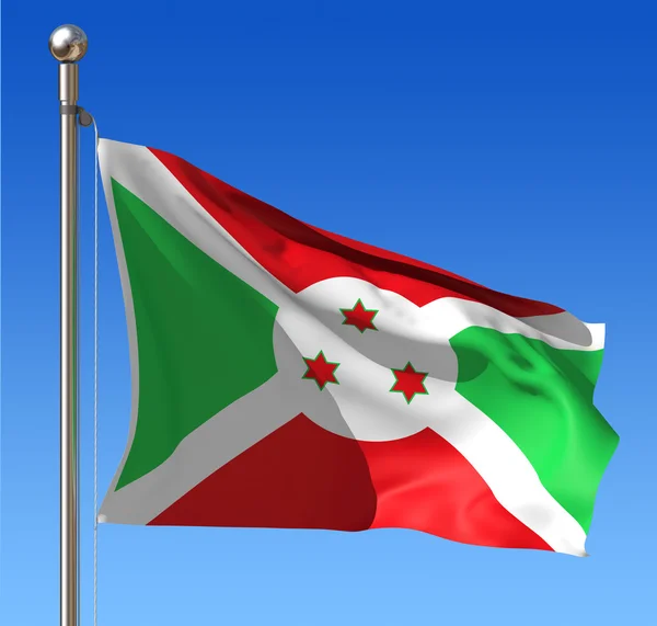 Flagga burundi mot blå himmel. — Stockfoto