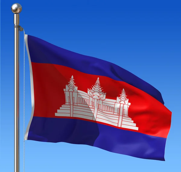 Flagga Kambodja mot blå himmel. — Stockfoto