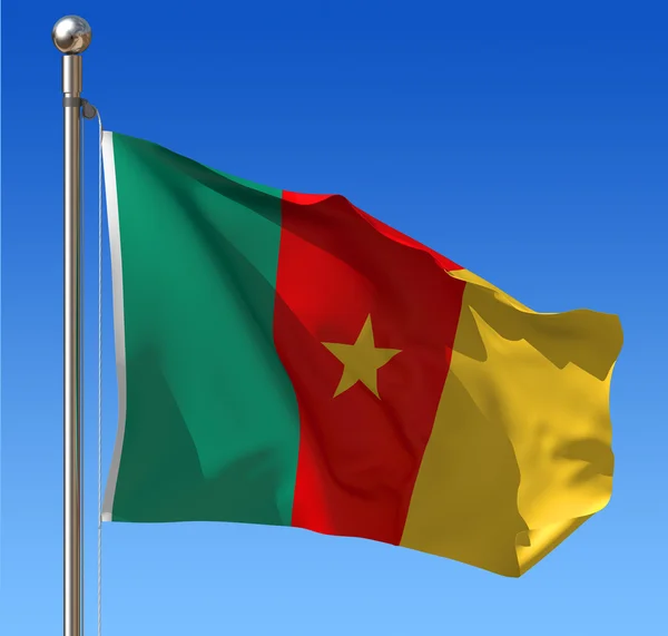 Bandeira dos Camarões contra o céu azul . — Fotografia de Stock
