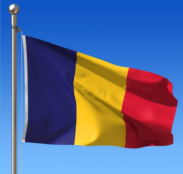 Flag of Chad against blue sky. — Stock Photo, Image