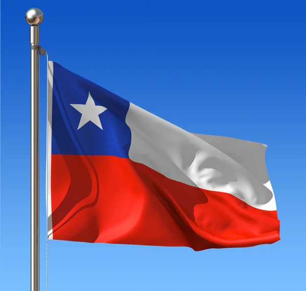Flaga Chile przeciw błękitne niebo. — Zdjęcie stockowe