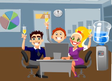 New Year corporate party in office clipart