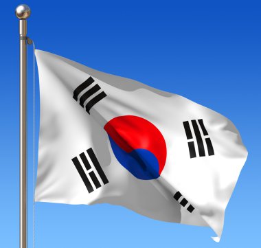 Güney Kore bayrağı mavi gökyüzü