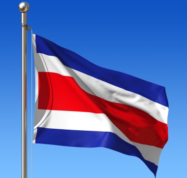 Flag of Costa Rica against blue sky clipart