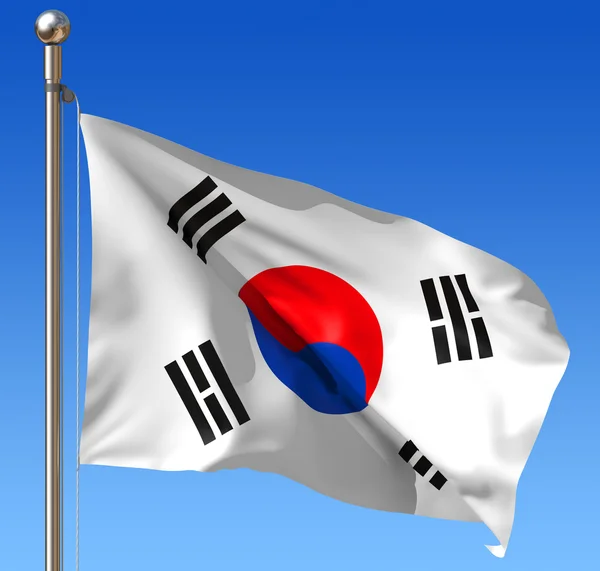 Флаг Южной Кореи против голубого неба — стоковое фото