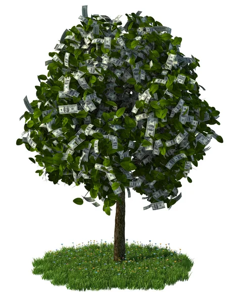 Peníze strom, sto dolarové bankovky — Stock fotografie