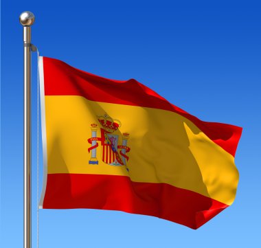 Mavi gökyüzü karşı İspanya bayrağı.