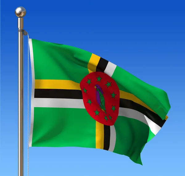 Flag of Dominica against blue sky. — Stock Photo, Image