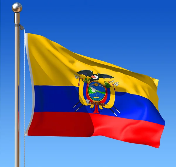 Flagge Ecuadors vor blauem Himmel. — Stockfoto