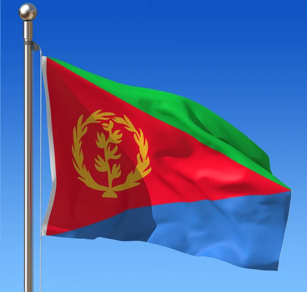 国旗的厄立特里亚反对蓝蓝的天空. — 图库照片