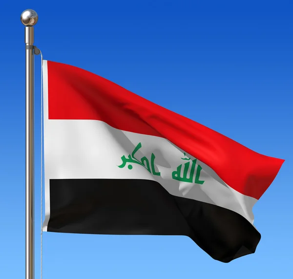 नीले आकाश के खिलाफ इराक का ध्वज . — स्टॉक फ़ोटो, इमेज