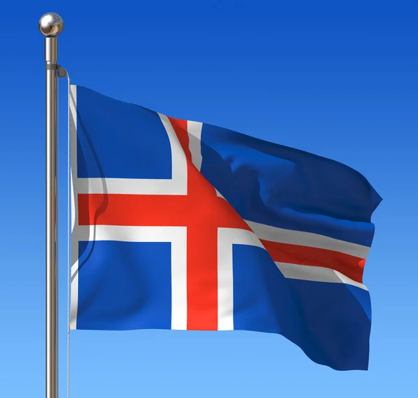国旗的冰岛反对蓝蓝的天空. — 图库照片