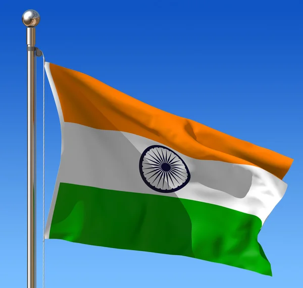 Flag of India against blue sky. — Stock Photo, Image
