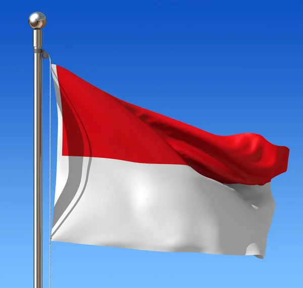 Flaga Indonezji przeciw błękitne niebo. — Zdjęcie stockowe