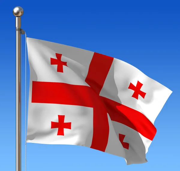 Flagga Georgien mot blå himmel. — Stockfoto
